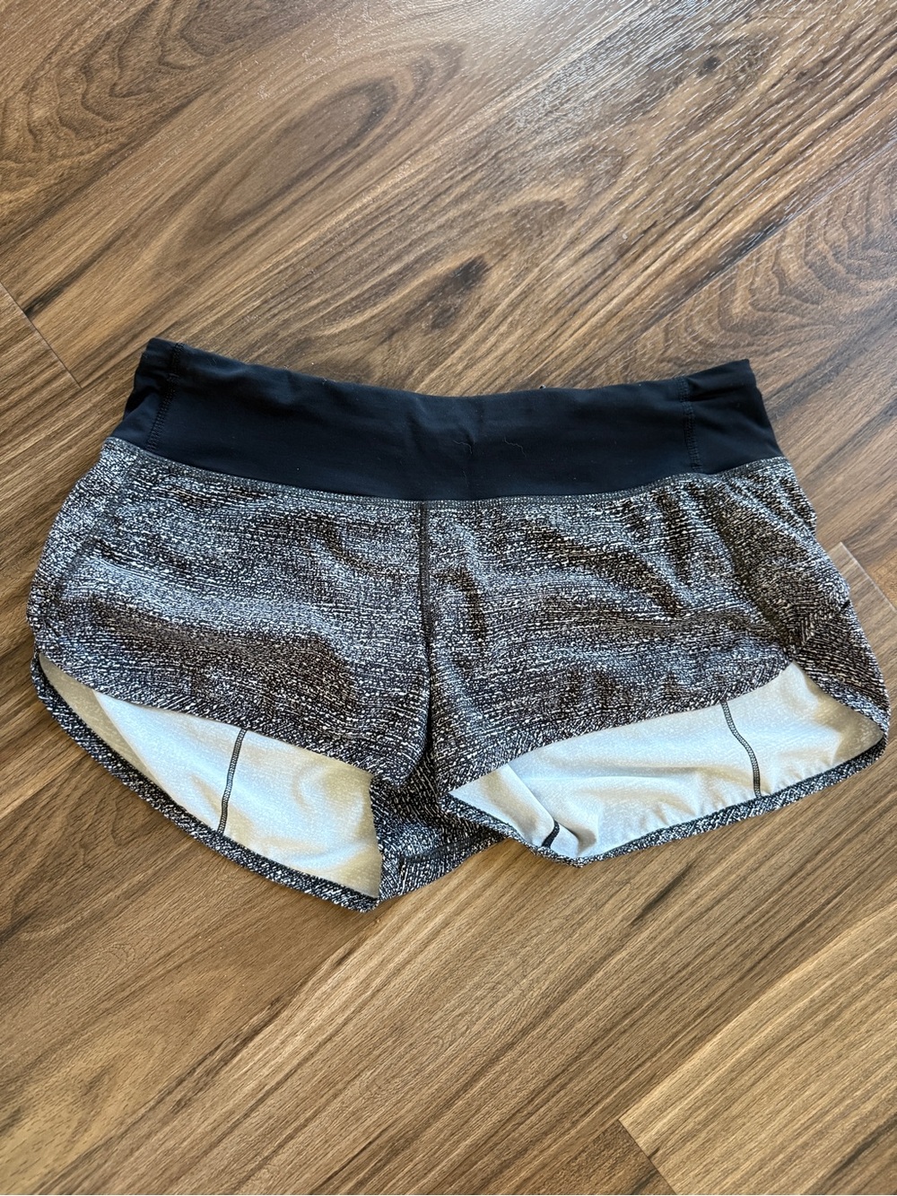 lululemon athletica Black & White Heather Run Shorts